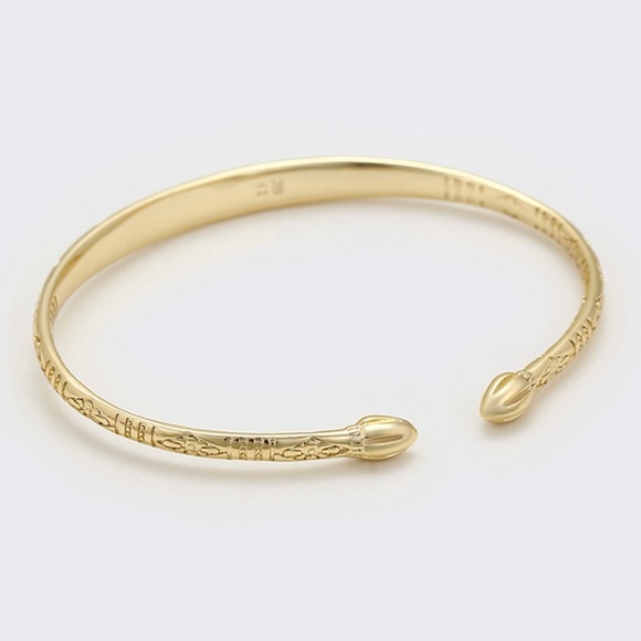 Gold Indian Bangle Bracelet 14k Gold Plated - Picture 2 of 10